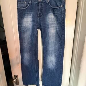 Helix Jeans Mens 34x32 Blue Instinct is a Virtue Straight Leg Flap Back Pocket